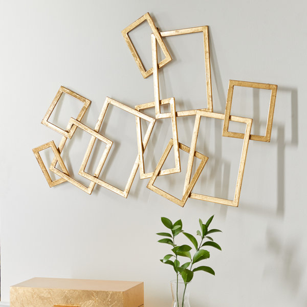 CosmoLiving by Cosmopolitan Gold Metal Overlapping Rectangles Geometric